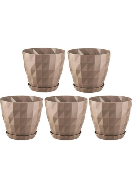 So-Krt5 Dekoratif Kristal Saksı Takımı 6 Lt Mocha 5 Adet