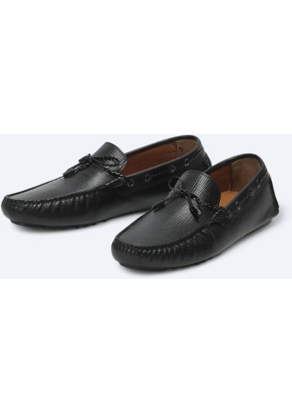 Siyah Deri Smart Casual Loafer
