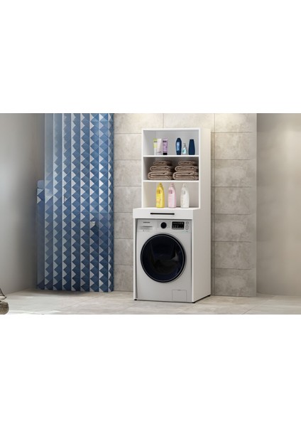 Yen Raflı Çamaşır Makinesi Dolabı