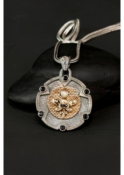 Özel Tasarım Vintage Asaletin Simgesi Zambak Gümüş Erkek Kolye
