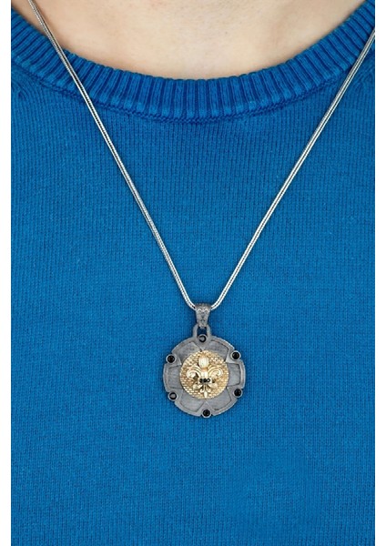 Özel Tasarım Vintage Asaletin Simgesi Zambak Gümüş Erkek Kolye fiyatları