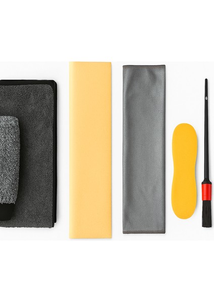 6'lı Mikrofiber PRO Oto Yıkama Seti Kurulama Bezi Cam Bezi Güderi Oto Eldiven Oto Sünger Detay Fırçası