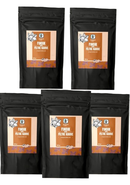 Fındık Aromalı Öğütülmüş Filtre Kahve Seti 5X200G (Öğütülmüş)