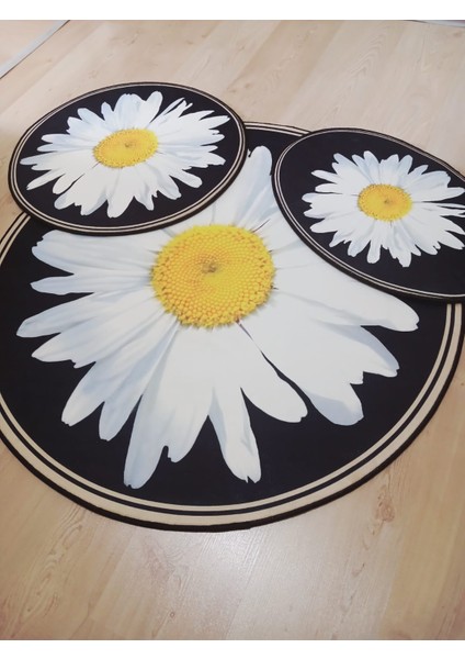 Papatya, Kaymaz Taban Yuvarlak Banyo Halısı (40 x 60 - 60 x 60 - 100 x 100 cm 3'lü)
