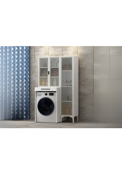 Yen 3 Kapaklı Çamaşır Makinesi Dolabı