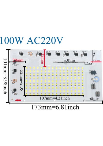 220 Volt 100 Watt Beyaz Hazır Projektör Pcb Ledi Smd 2835 Ledli Projektör Kartı