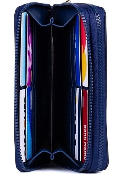 Krinkıl Kumaş Lacivert Çift Gözlü Büyük Boy Cüzdan fiyatları