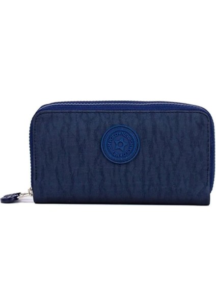 Krinkıl Kumaş Lacivert Çift Gözlü Büyük Boy Cüzdan fırsatları