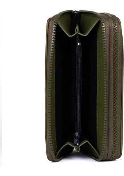 Krinkıl Kumaş Yeşil Çift Gözlü Büyük Boy Cüzdan fırsatları