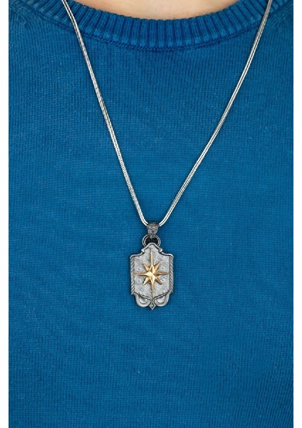 Özel Tasarım Vintage Pusula Erkek Gümüş Kolye fiyatları