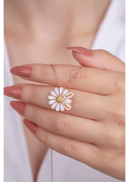 Rose Renk İsimli Papatya Gümüş Bayan Kolye fiyatları