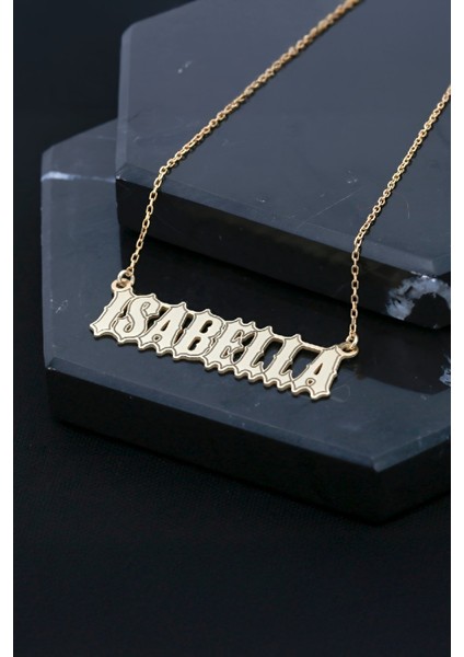 Altın Kaplama İsimli Gümüş Bayan Kolye