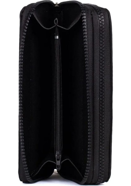 Krinkıl Kumaş Siyah Çift Gözlü Büyük Boy Cüzdan fırsatları