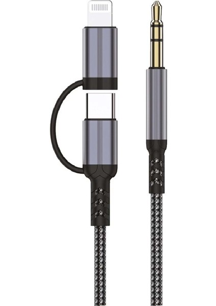 2in1 Type C Iphone Lightning To 3.5mm Aux Ses Kablosu Stereo Destekli 100cm