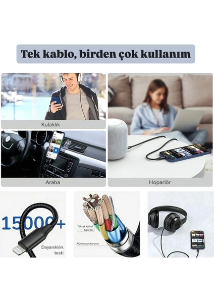 2in1 Type C Iphone Lightning To 3.5mm Aux Ses Kablosu Stereo Destekli 100cm modelleri