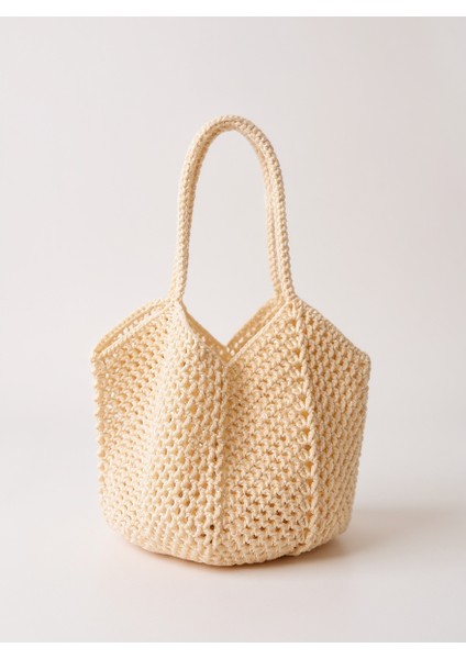 El Yapımı Makrome Örgü Omuz ve El Çantası – Bohem Tarz Günlük & Plaj Çantası