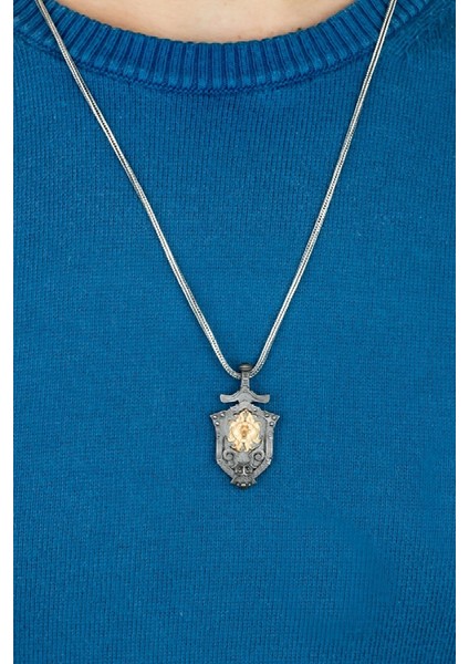 Özel Tasarım Vintage Aslan Motifli Gümüş Erkek Kolye fiyatları