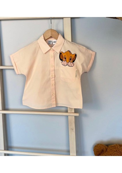 Simba Baskı Desenli Unisex Açık Pembe Gömlek modelleri