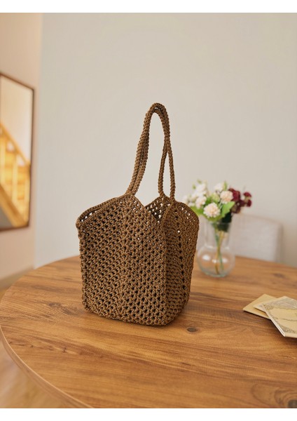 El Yapımı Makrome Örgü Omuz ve El Çantası – Bohem Tarz Günlük & Plaj Çantası fırsatları