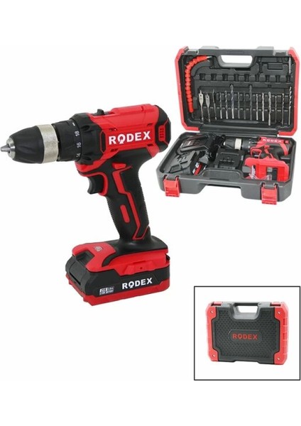 2 Kademe Hız - Vites Şarjlı=çift Batarya 17PCS Uçlu Matkap 0-350 / 0-1350 Rpm 21V/2.0A Lı-Ion RDX-3375A (4887)