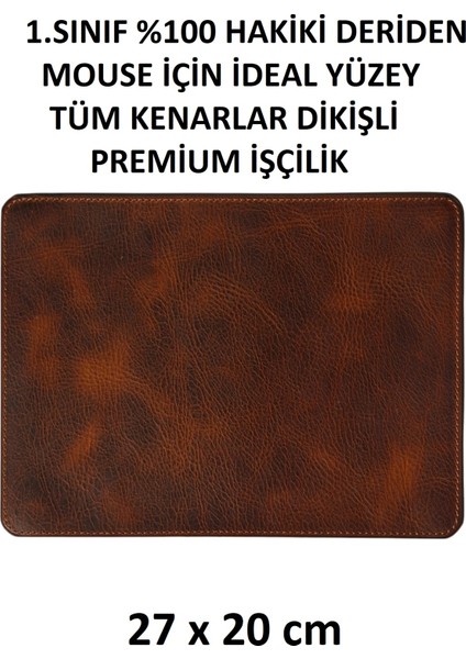 Hakiki Deri Mouse Pad Taba 27 x 20 cm Premium Ofis Aksesuar modelleri