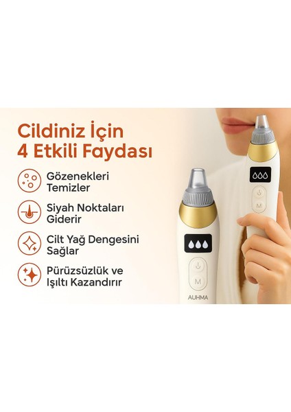 Şarjlı Vakumlu Siyah Nokta Temizleme Cihazı – 3 Kademe Güç, 5 Değiştirilebilir Başlık, LCD Ekran fırsatları