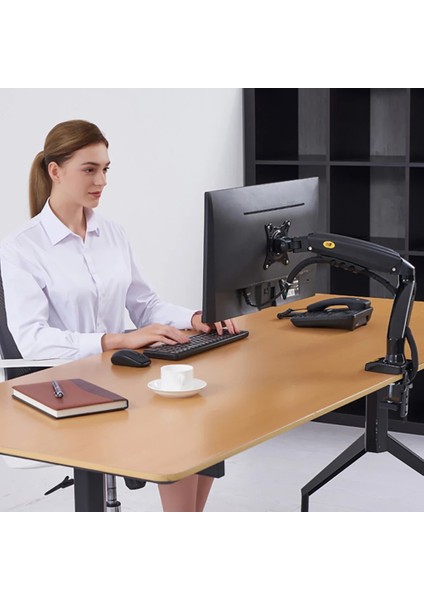 Nb F80 Gazlı Yaylı Monitör Kol Standı – 17-30’’ Ekran Uyumlu, 360° Döner, Yükseklik ve Mesafe Ayarlı