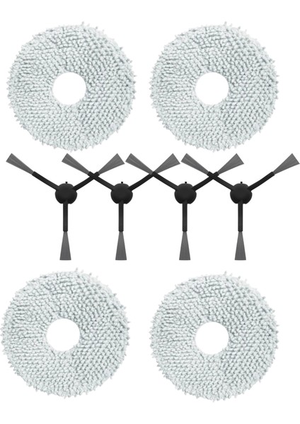 Xiaomi S20+ Plus B108GL Robot Süpürge Uyumlu 4 Adet Mop Bezi - 4 Adet Yan Fırça Yedek Parça Seti
