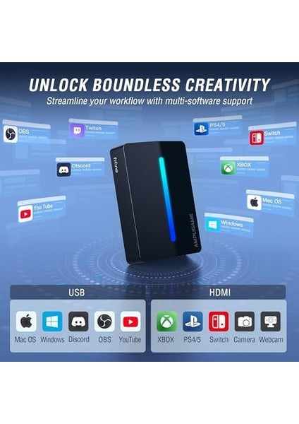 Ampligame Video Yakalama Kartı, Hd 1080 60 Fps, Sesli Video, Oyun, Canlı Yayın Için, Ps4/windows/mac Os/switch/xbox-V3 ile Uyumlu 4K HDMI - USB Yakalama Kartı modelleri