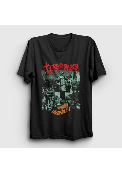 Unisex Siyah Album World Downfall Terrorizer T-Shirt