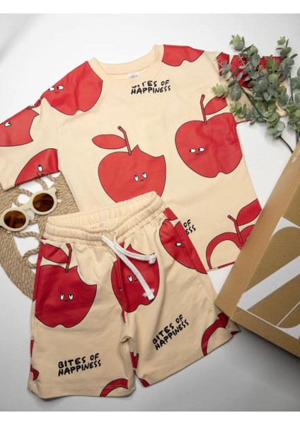 Elmalı Baskı Desenli Pembe Kız Alt-Üst Takım fiyatları