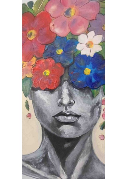 Içimdeki Çiçek Tablo - El Yapımı Yağlı Boya Akrilik Boya, 40X40 , Duvar Sanatı, Dekoratif Tablo fiyatları