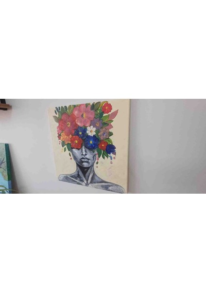 Içimdeki Çiçek Tablo - El Yapımı Yağlı Boya Akrilik Boya, 40X40 , Duvar Sanatı, Dekoratif Tablo fırsatları