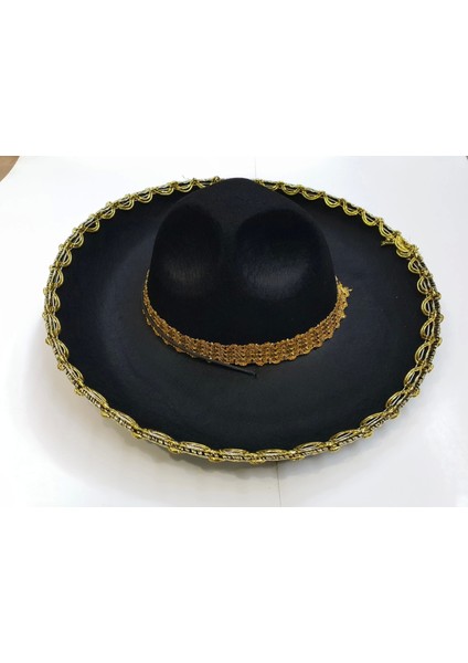 Altın Renk Şeritli Meksika Mariachi Latin Şapkası 55 cm Çocuk modelleri