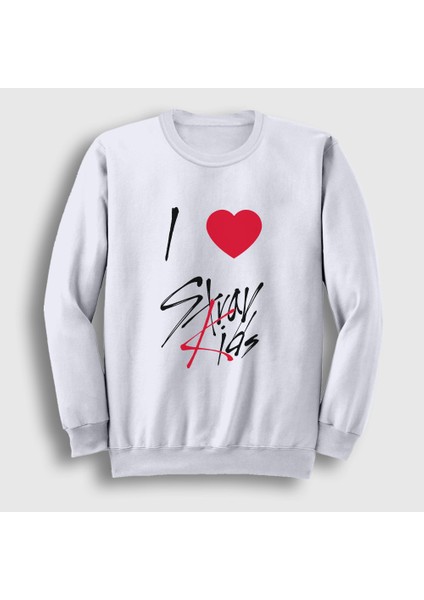 Unisex Beyaz I Love Stray Kids Sweatshirt