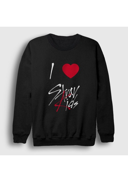 Unisex Siyah I Love Stray Kids Sweatshirt