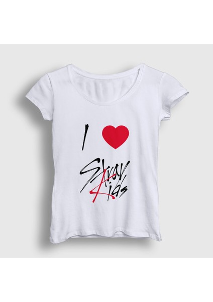Kadın Beyaz I Love Stray Kids T-Shirt