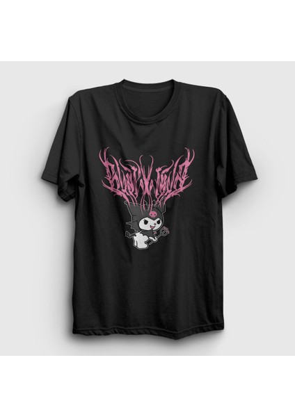 Unisex Siyah Metal Müzik Kurami Kuromi T-Shirt