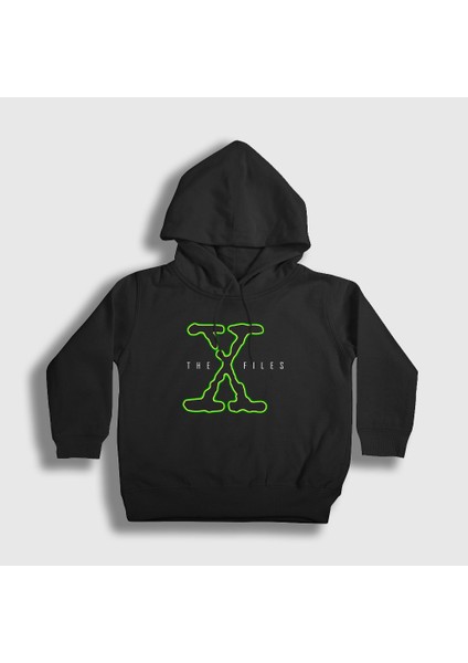 Unisex Çocuk Siyah Old Logo Dizi The x Files Kapüşonlu Sweatshirt