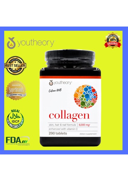 Collagen 6,000 Mg Hydrolyzed Kollejen Vitamin C (As Calcium Ascorbate) ile Counteract Skin-Aging