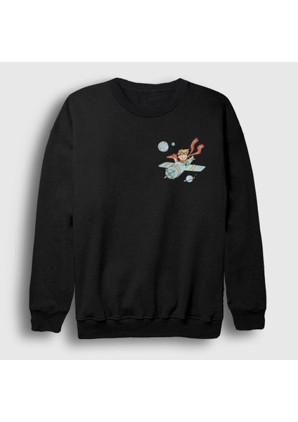 Unisex Siyah Plane Le Petit Prince Küçük Prens Sweatshirt