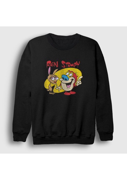 Unisex Siyah Poster Ren And Stimpy Sweatshirt