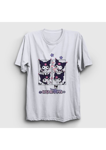 Unisex Beyaz Poses Kurami Kuromi T-Shirt