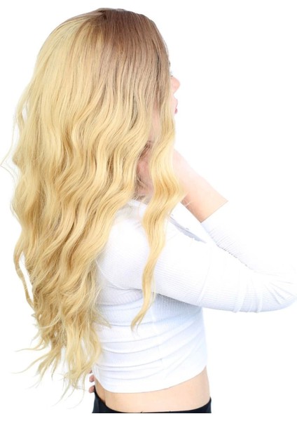 Fiber Sentetik Uzun Su Dalgası Peruk - Kumral / Sarı Ombreli fiyatları