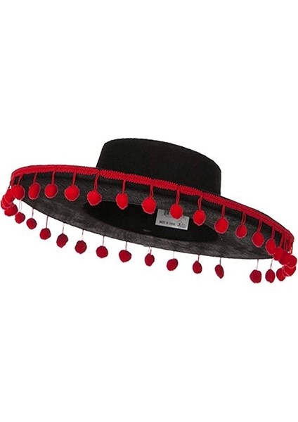 Kırmızı Ponponlu Siyah Renk Çocuk Ispanyol Şapkası fiyatları