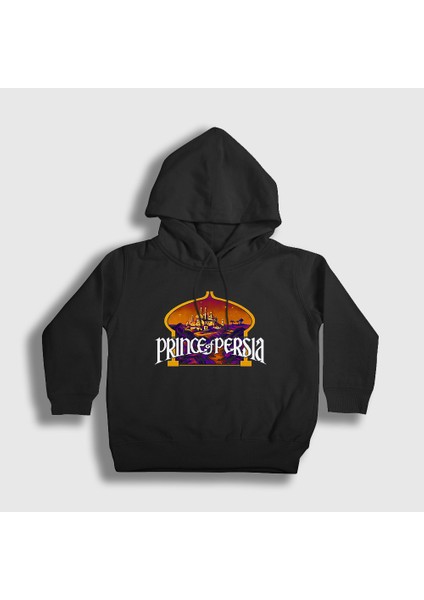 Unisex Çocuk Siyah Vintage Prince Of Persia 1 Kapüşonlu Sweatshirt