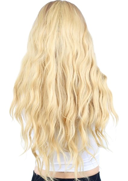 Fiber Sentetik Uzun Su Dalgası Peruk - Kumral / Sarı Ombreli fırsatları