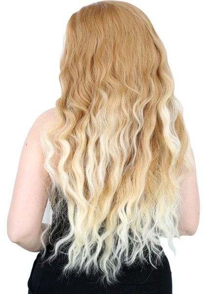 Fiber Sentetik Uzun Su Dalgası Peruk - Balköpüğü / Platin Kısa Ombreli modelleri