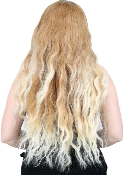 Fiber Sentetik Uzun Su Dalgası Peruk - Balköpüğü / Platin Kısa Ombreli fırsatları