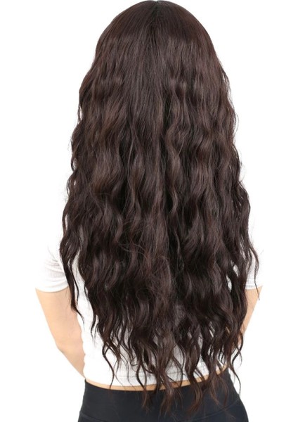 Perçemli Uzun Su Dalgası Fiber Sentetik Peruk- Koyu Kahve fiyatları